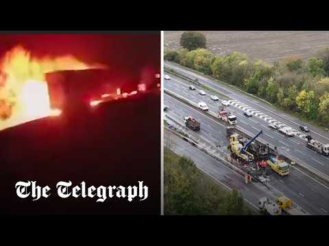 Tesco lorry fire on M25 causes commuter chaos