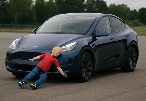 Tesla Model Y’s Autonomous Tech Sparks Uproar After ‘Child Dummy’ Crash Test Video Goes Viral